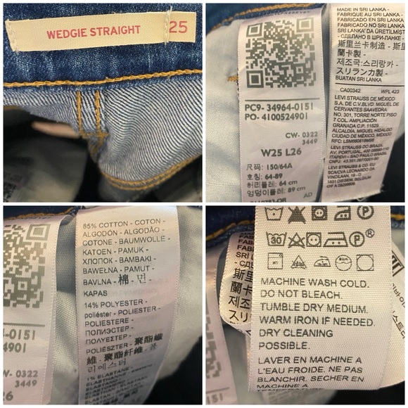 LEVI'S Wedgie High Rise Straight Leg Distressed Jeans - 25 - Picture 10 of 11